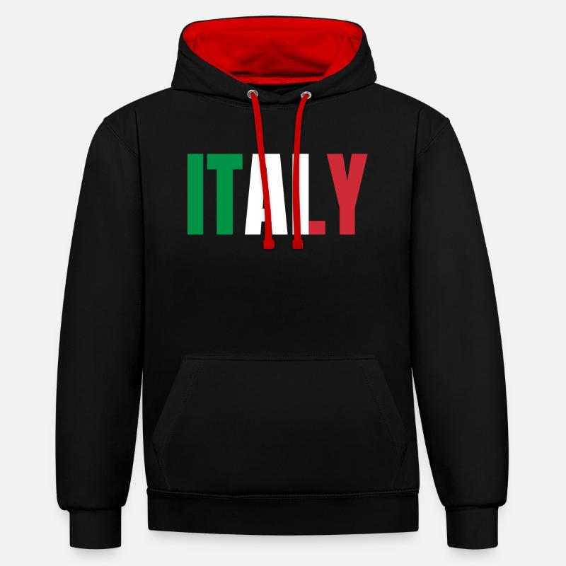 Drapeau de l’Italie - Sweat à capuche contrasté - noir/rouge