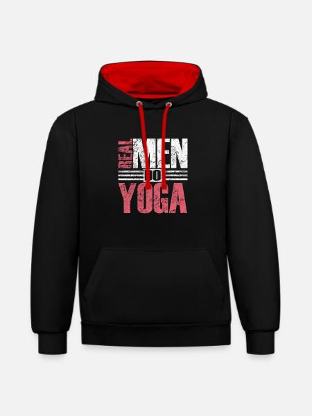Real Men Do Yoga - Kontrast-Hoodie - Schwarz/Rot