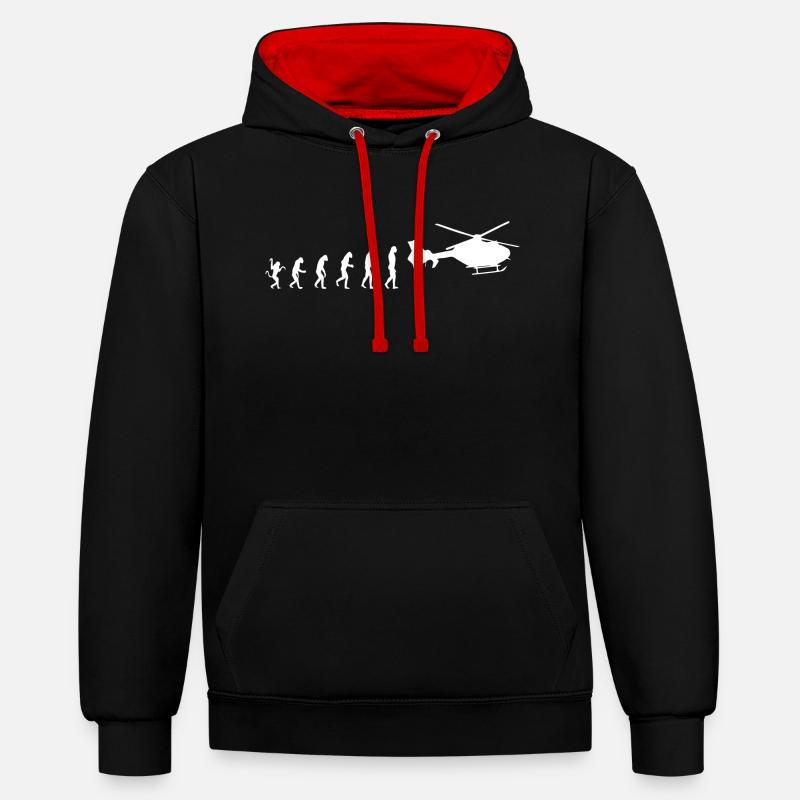 Hubschrauber Helikopter Evolution - Kontrast-Hoodie - Schwarz/Rot