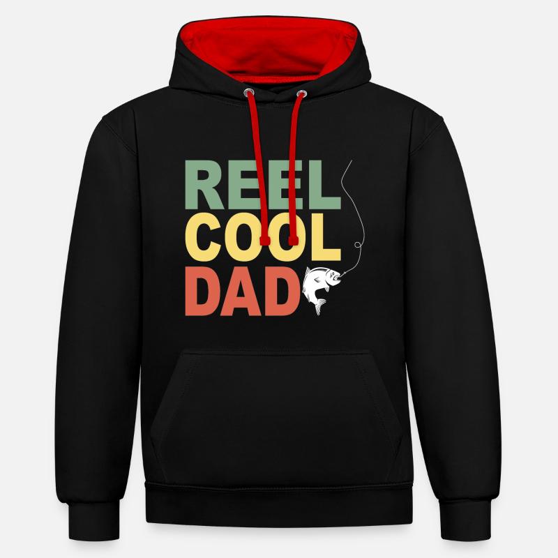 Fischen Dad Geschenkidee - Kontrast-Hoodie - Schwarz/Rot