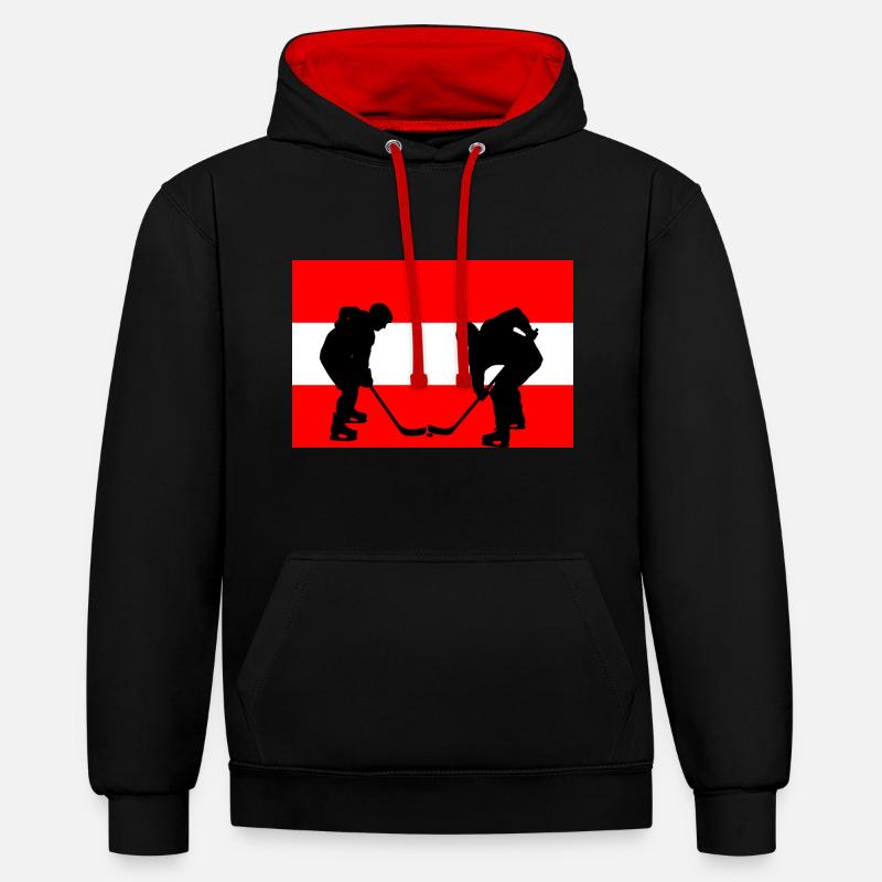 L’Autriche, mon pays, mon drapeau ! - Sweat à capuche contrasté - noir/rouge