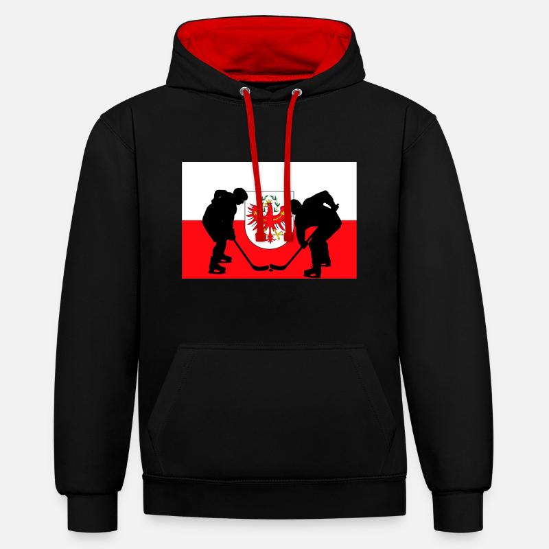 Drapeau du Tyrol du Sud - Sweat à capuche contrasté - noir/rouge