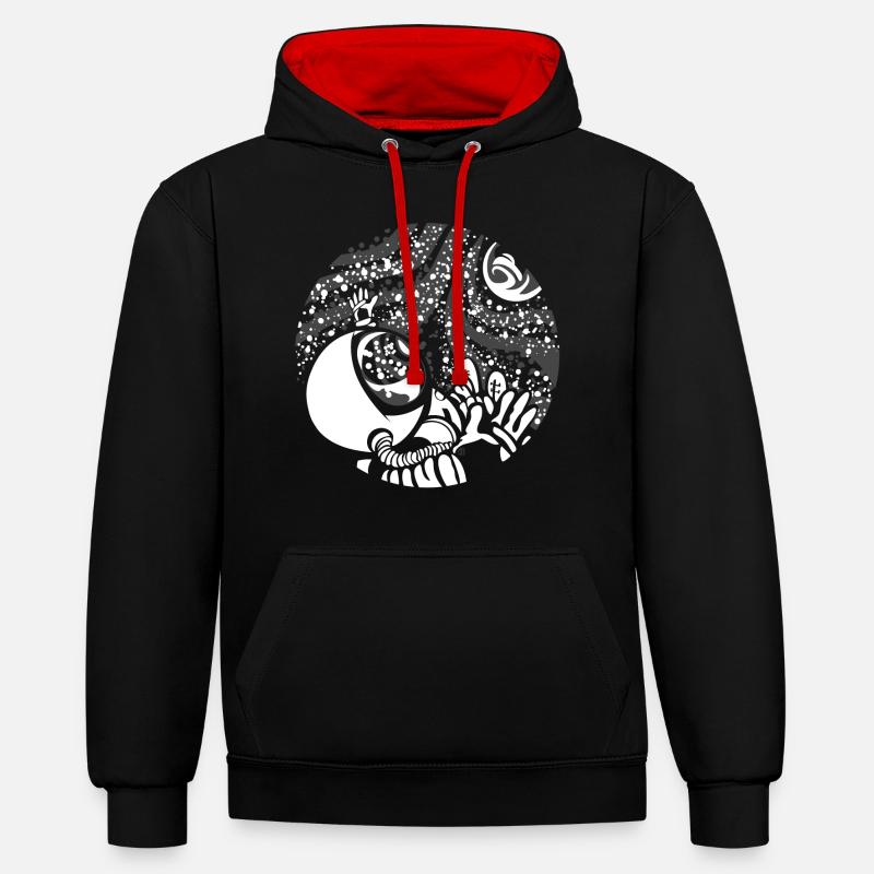 Spaceman - Sweat à capuche contrasté - noir/rouge