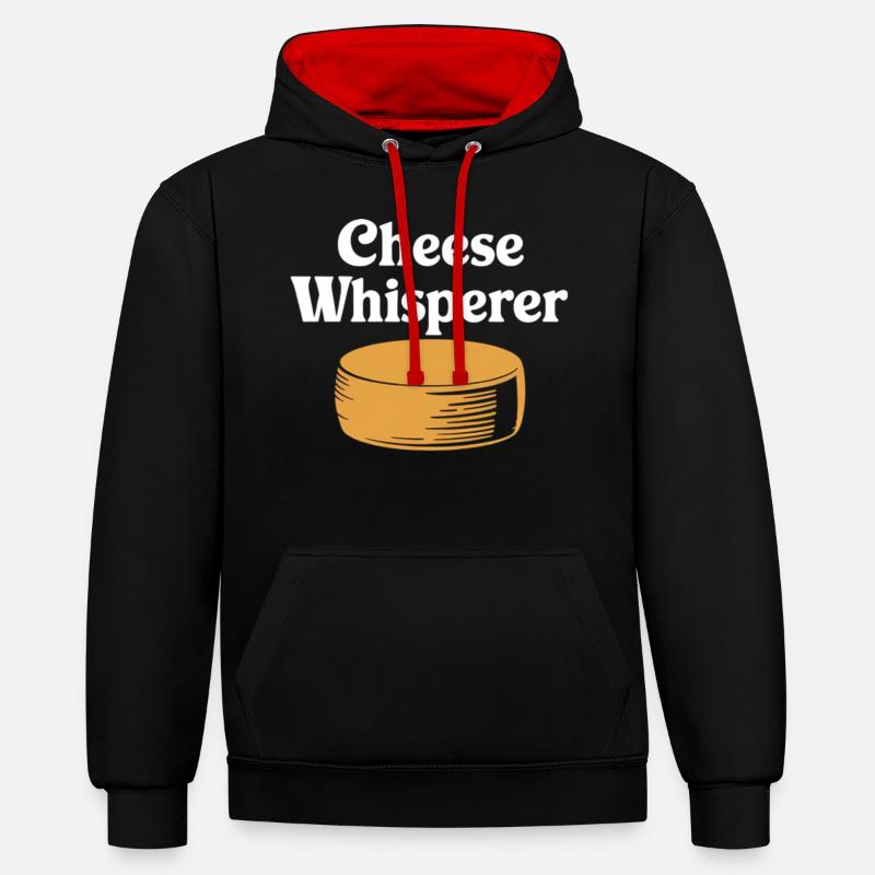 Conception de Cheese Whisperer - Sweat à capuche contrasté - noir/rouge
