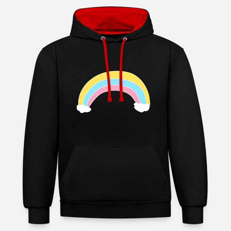 Rainbow icon clouds - Contrast hoodie - black/red