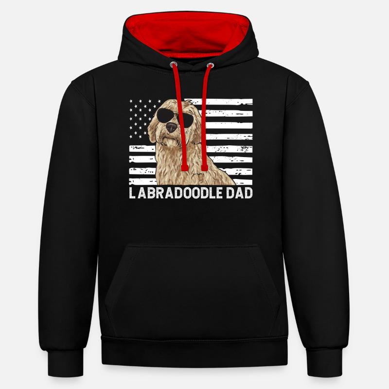 Labradoodle Chien - Sweat à capuche contrasté - noir/rouge
