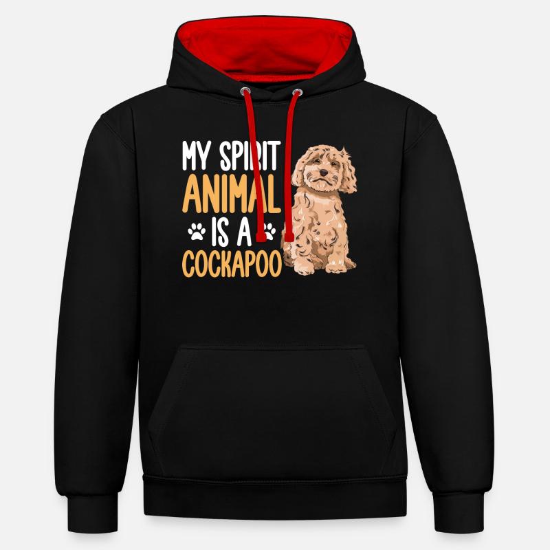 Cockapoo Chien - Sweat à capuche contrasté - noir/rouge
