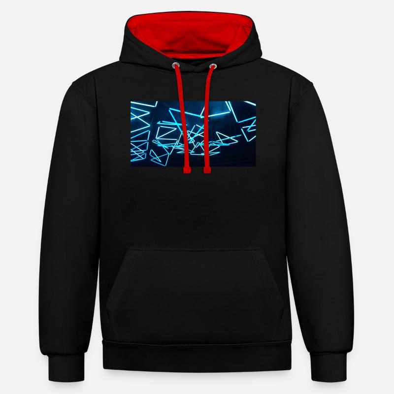 Triangle luminale bleu 2 BST - Sweat à capuche contrasté - noir/rouge