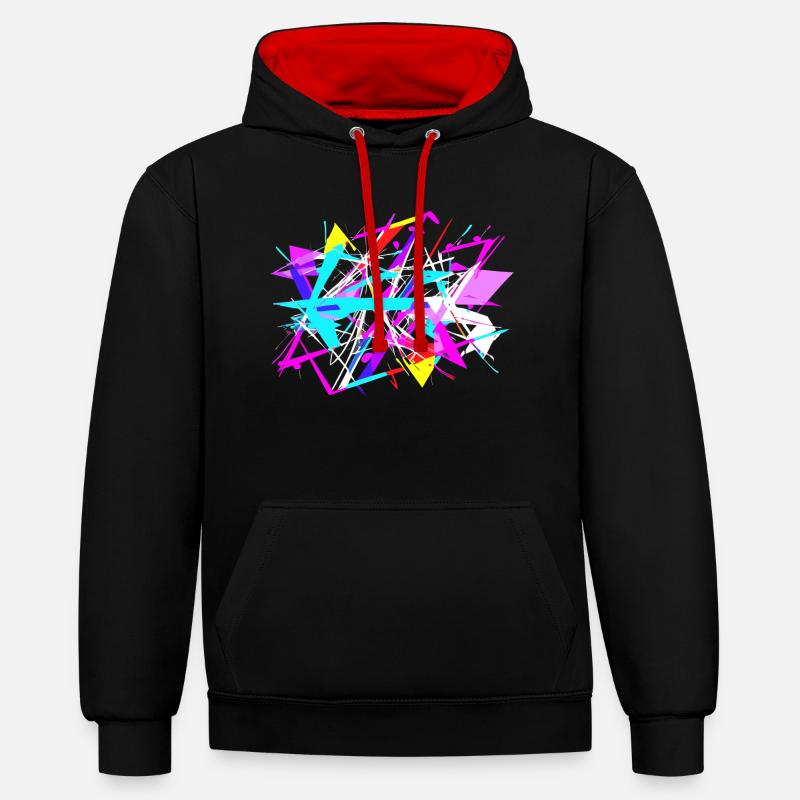 Éclaboussure de couleurs - Sweat à capuche contrasté - noir/rouge