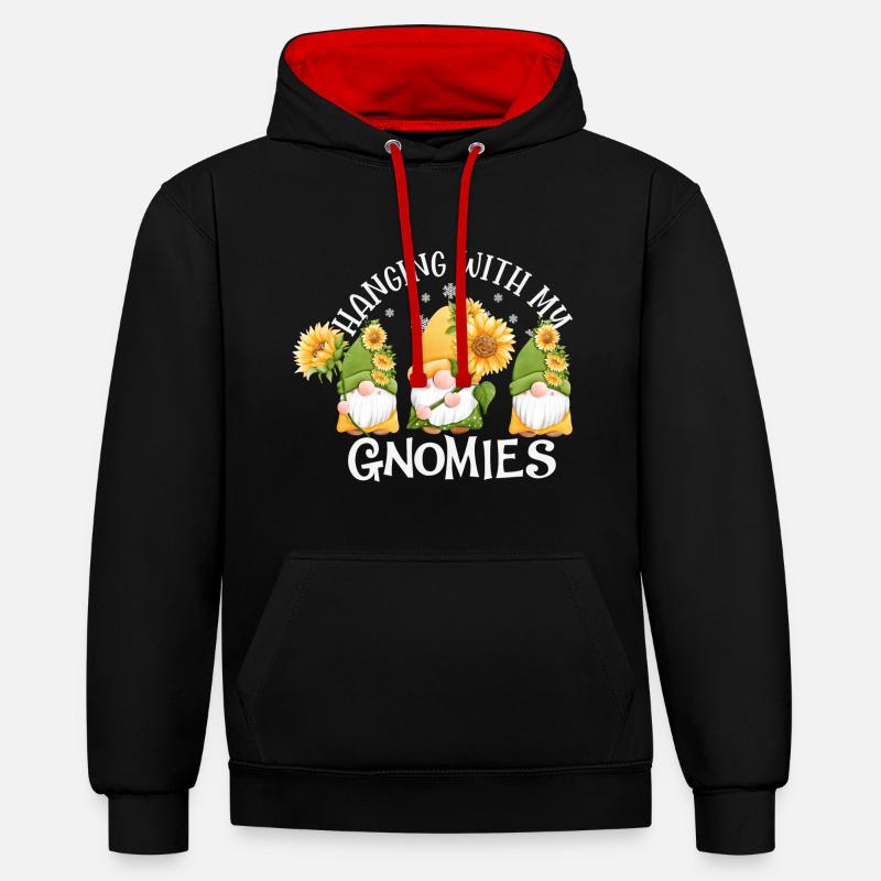 Accrochage avec mes gnomies - Sweat à capuche contrasté - noir/rouge