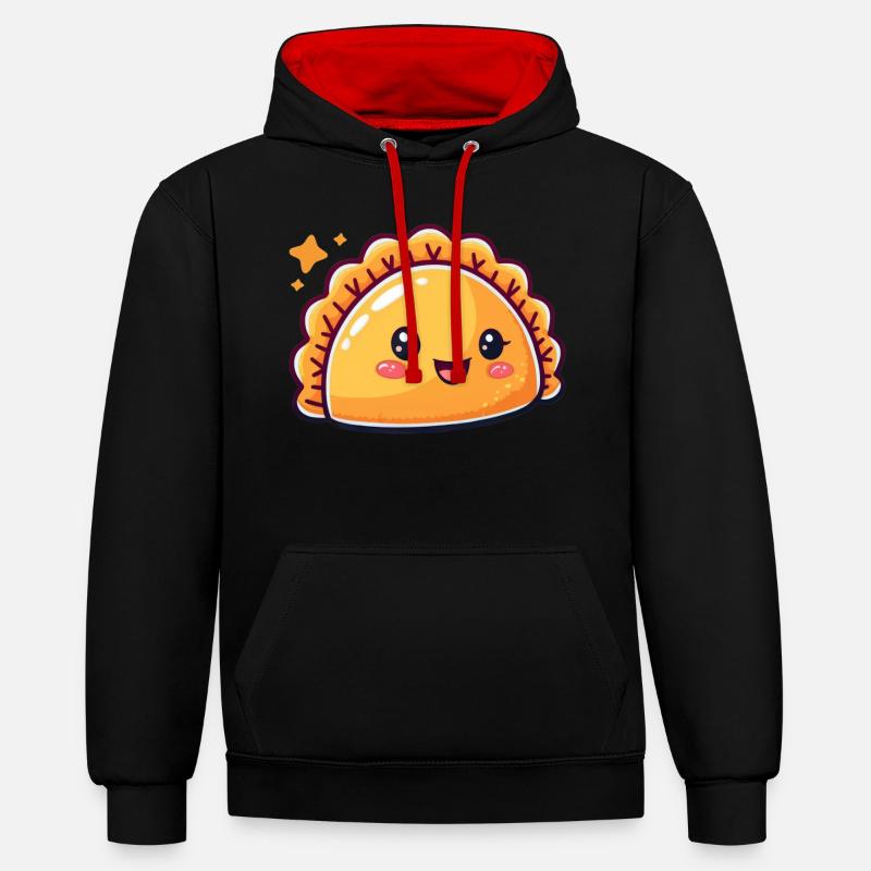 Bande dessinée Empanada mignonne - Sweat à capuche contrasté - noir/rouge