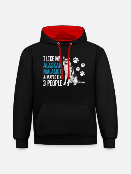 Alaskan Malamute Dog - Contrast hoodie - black/red