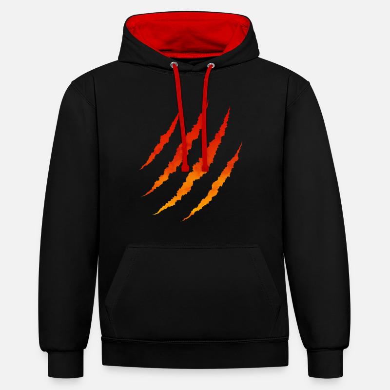 Fire scratches - Contrast hoodie - black/red