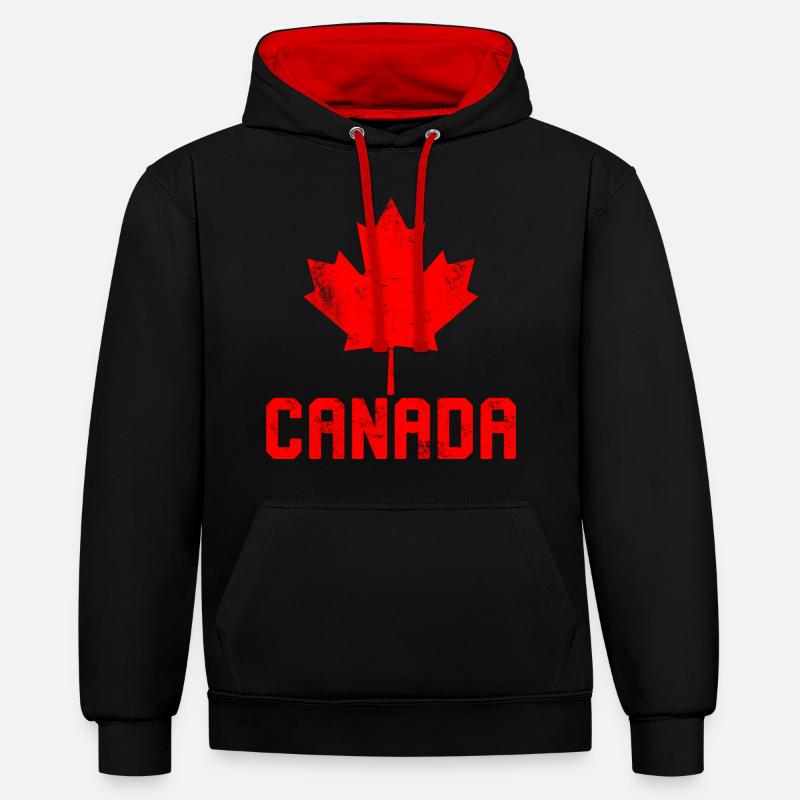 Drapeau Maple Leaf Canada - Sweat à capuche contrasté - noir/rouge
