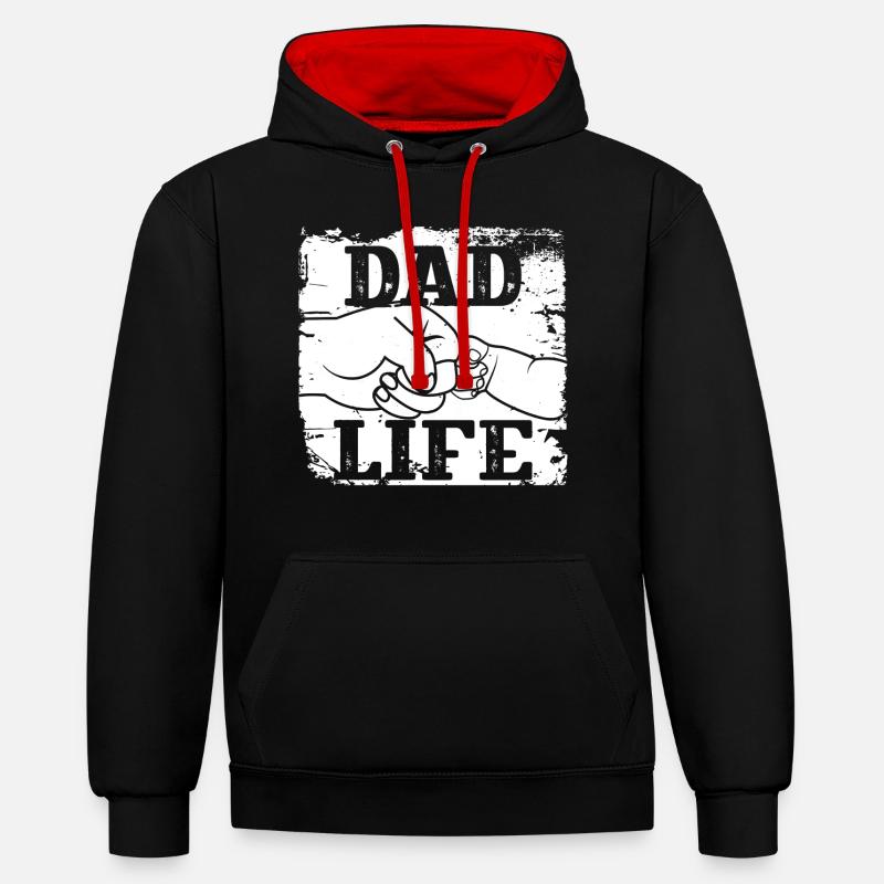 La vie de papa - Sweat à capuche contrasté - noir/rouge