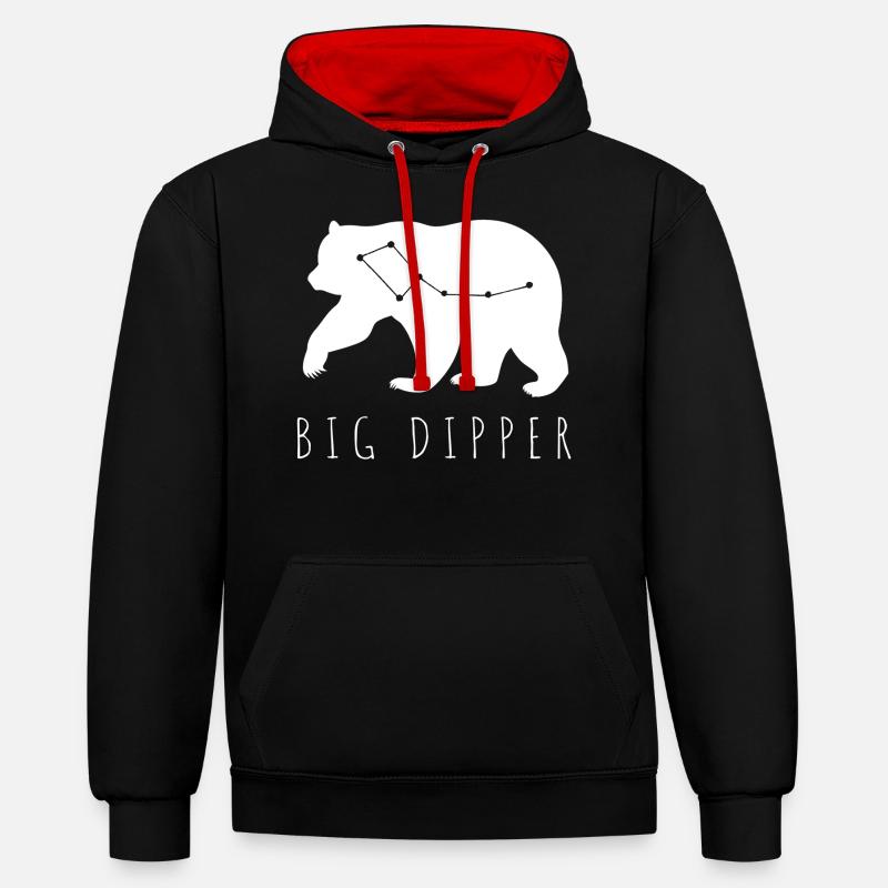 la Grande Ourse - Sweat à capuche contrasté - noir/rouge
