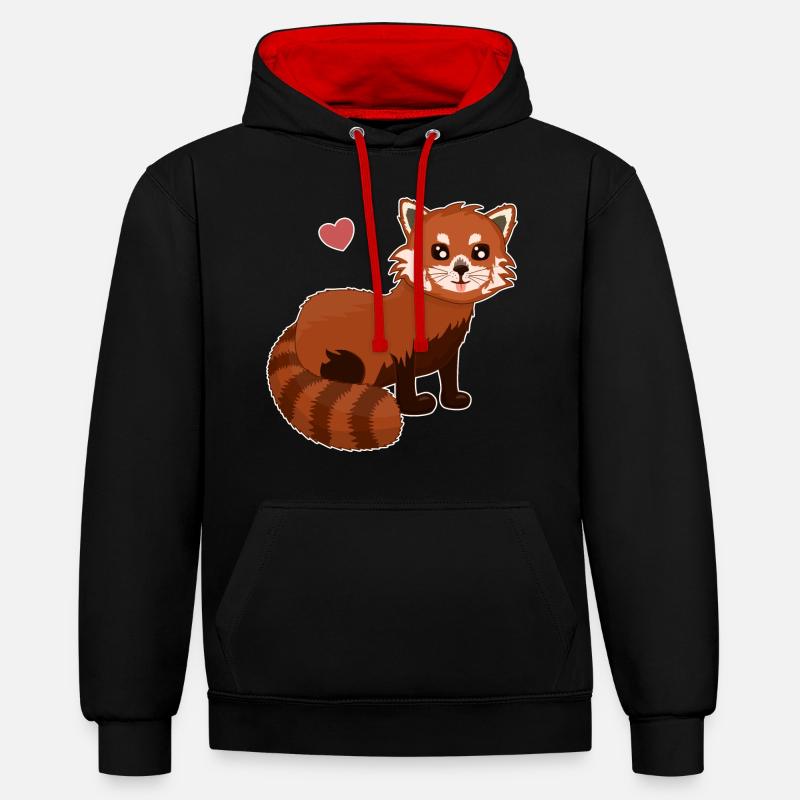 Roter Panda Panda Roux - Sweat à capuche contrasté - noir/rouge
