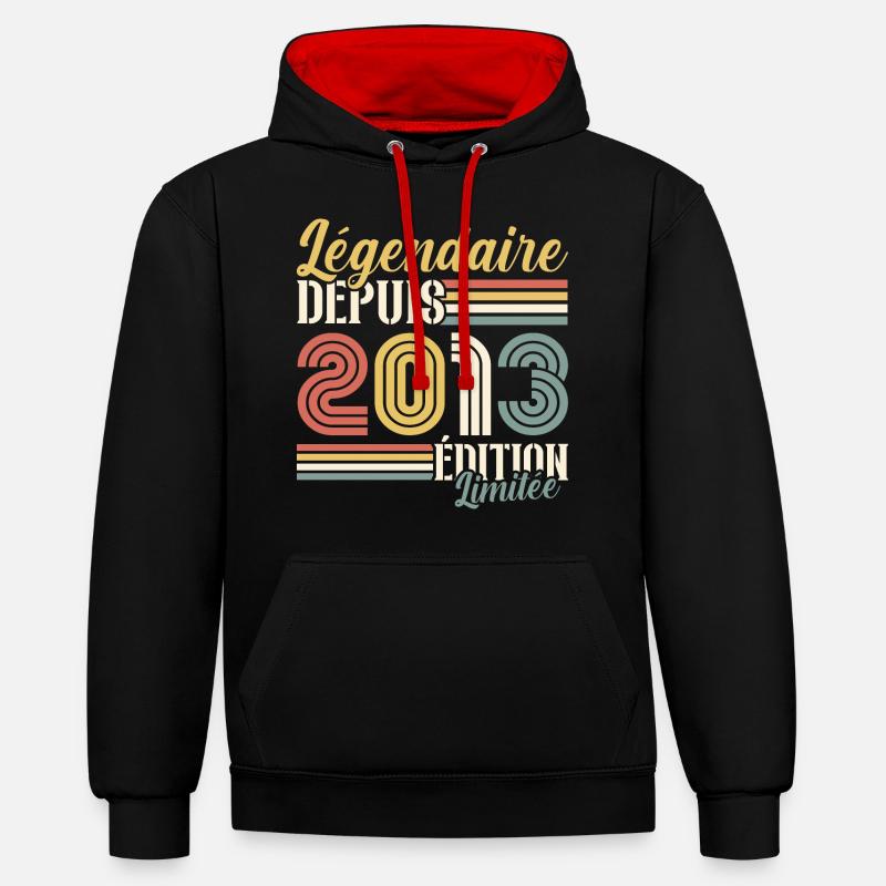 Légendaire Depuis 2013 - Sweat à capuche contrasté - noir/rouge