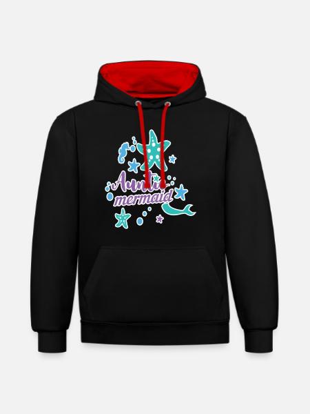 Auntie Mermaid - Contrast hoodie - black/red