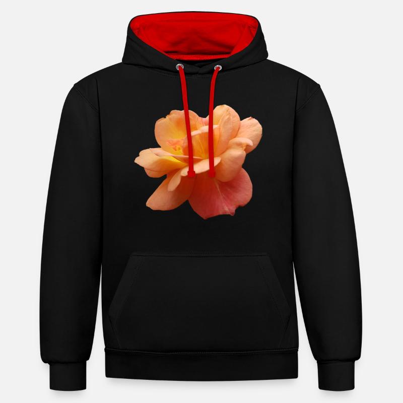 Fleurs,Fleur,Printemps,Fleurs,Tulipes,Roses - Sweat à capuche contrasté - noir/rouge