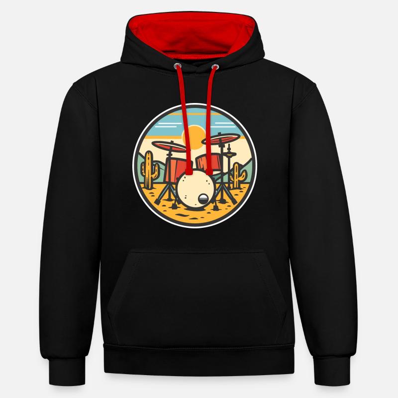 Trapset Look BD - Sweat à capuche contrasté - noir/rouge