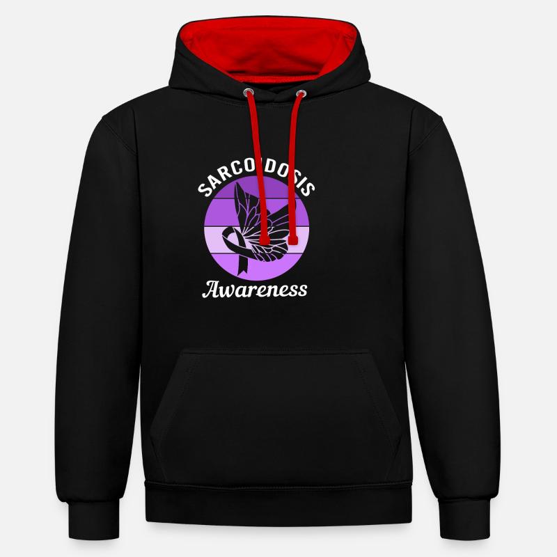 Sarcoïdose - Sweat à capuche contrasté - noir/rouge