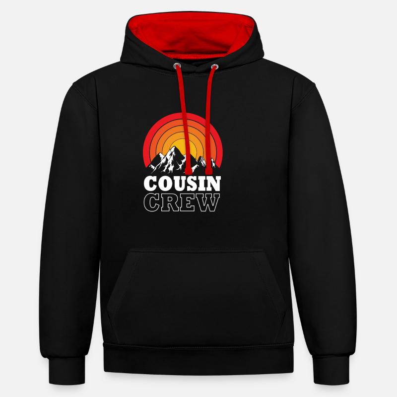 Équipage de cousins - Sweat à capuche contrasté - noir/rouge