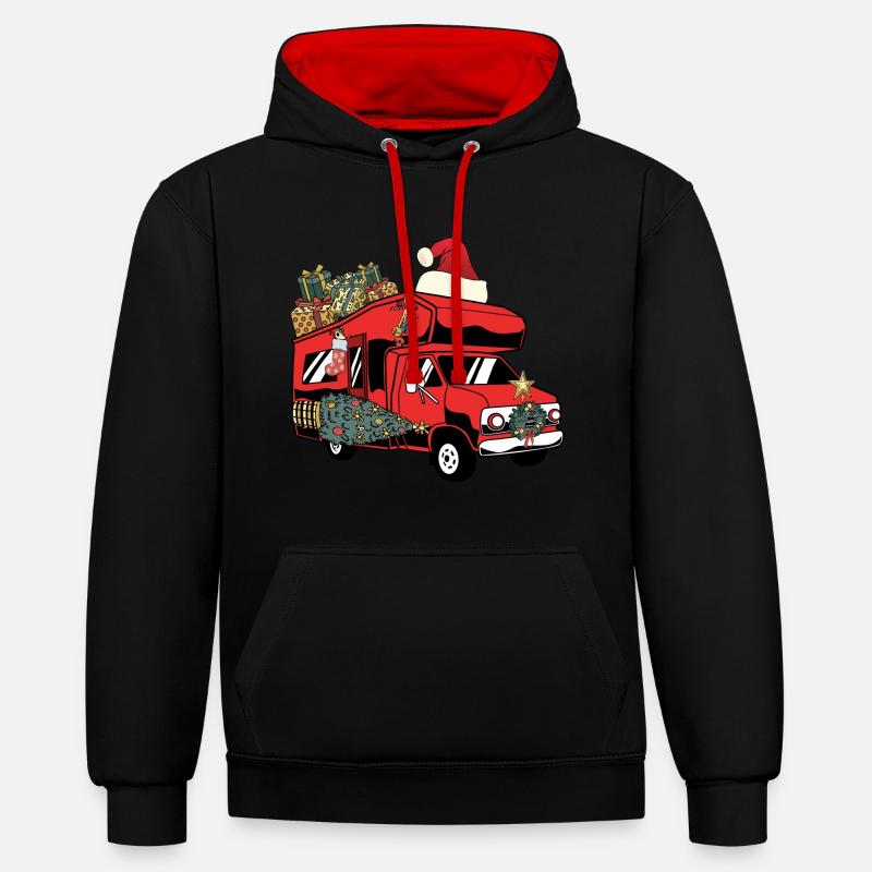 Caravane Camping-car Caravan Camper - Sweat à capuche contrasté - noir/rouge