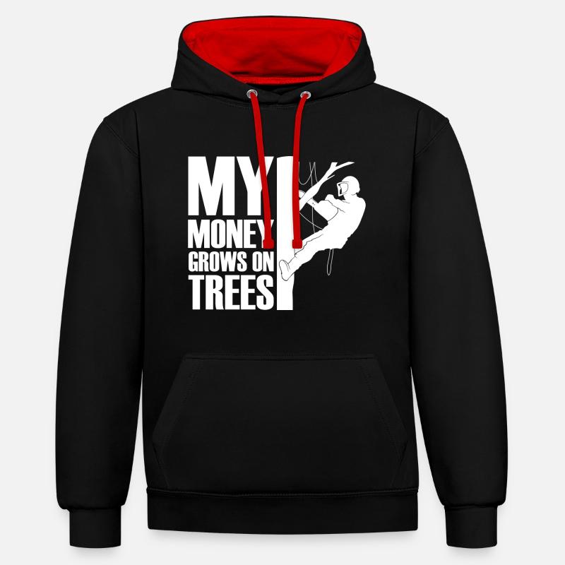 Baumklettern Baumpfleger Arborist Baumkletterer - Kontrast-Hoodie - Schwarz/Rot