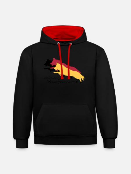 altdeutscher schäferhund - Kontrast-Hoodie - Schwarz/Rot