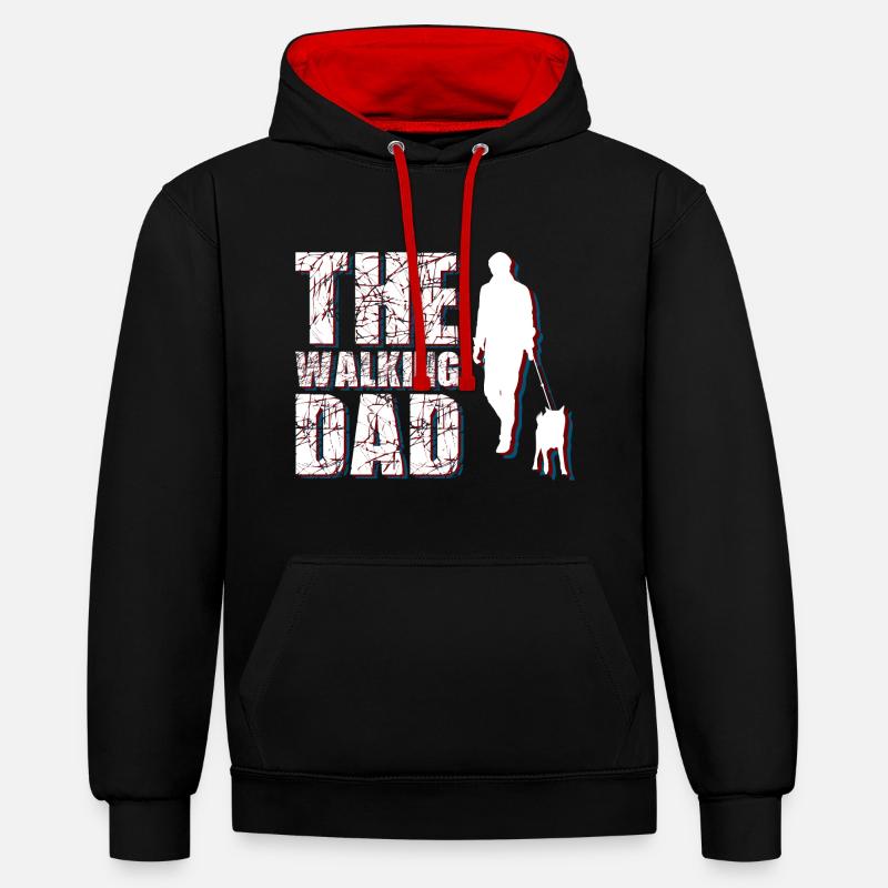 The walking dad - Sweat à capuche contrasté - noir/rouge