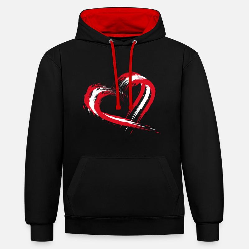 Pérou - Sweat à capuche contrasté - noir/rouge