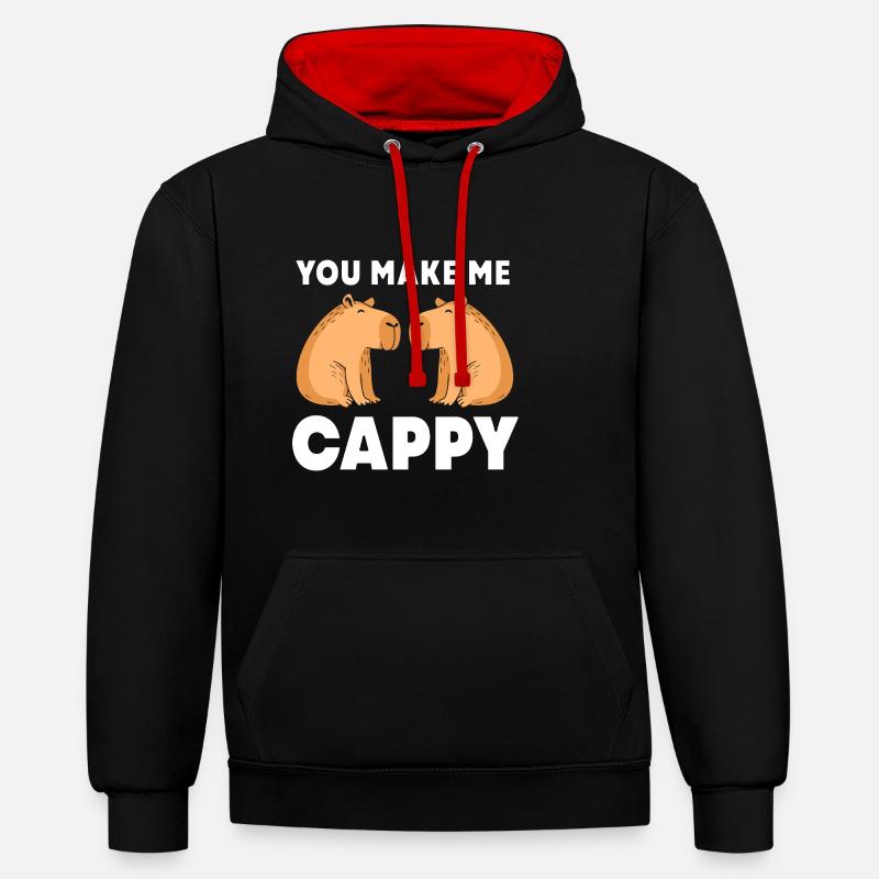 Capibara Capybara - Sweat à capuche contrasté - noir/rouge