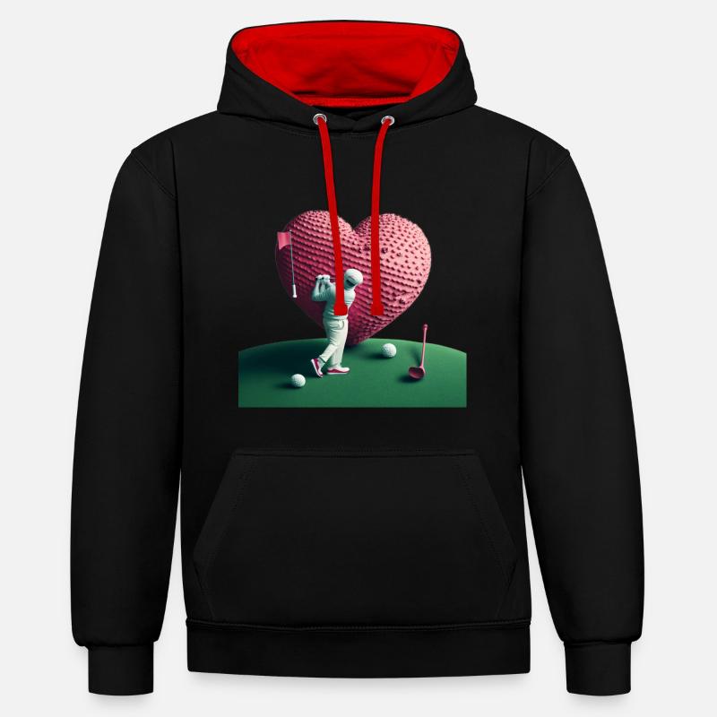 Golf Saint-Valentin - Sweat à capuche contrasté - noir/rouge