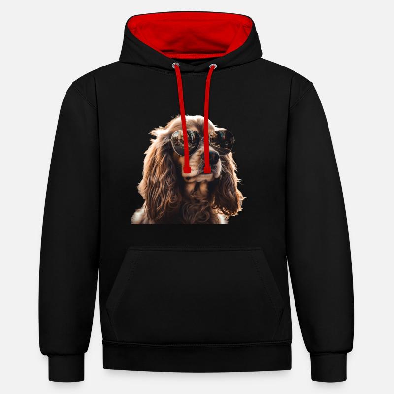 Cocker Spaniel Cool - Cocker Spaniel Chien - Sweat à capuche contrasté - noir/rouge