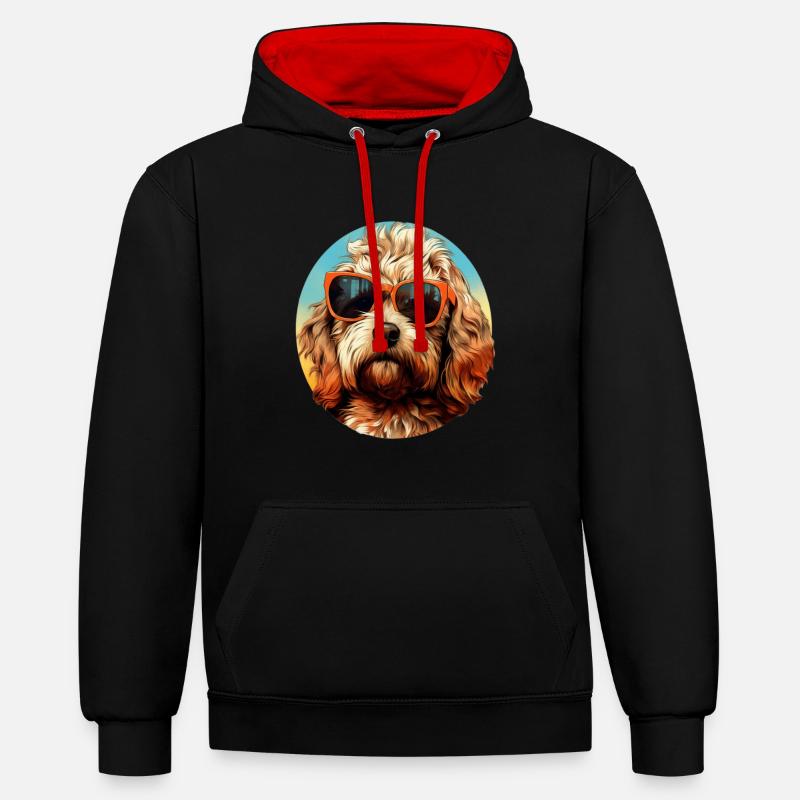 Cockapoo Cool - Cockapoo Hund - Kontrast-Hoodie - Schwarz/Rot