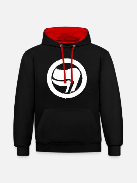 Symbole Action antifasciste - Sweat à capuche contrasté - noir/rouge
