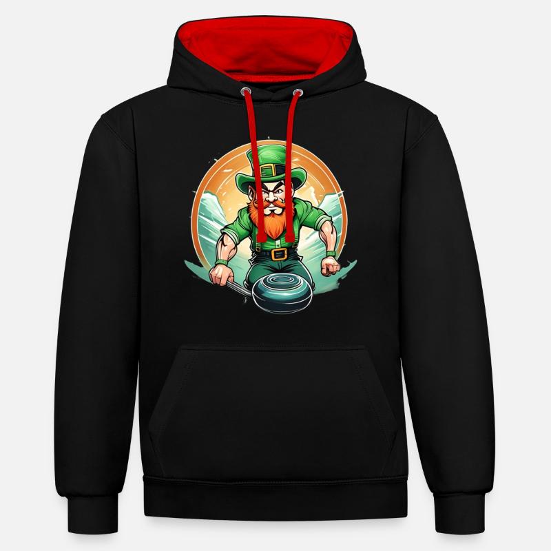 Curling Trèfle de la Saint-Patrick - Sweat à capuche contrasté - noir/rouge