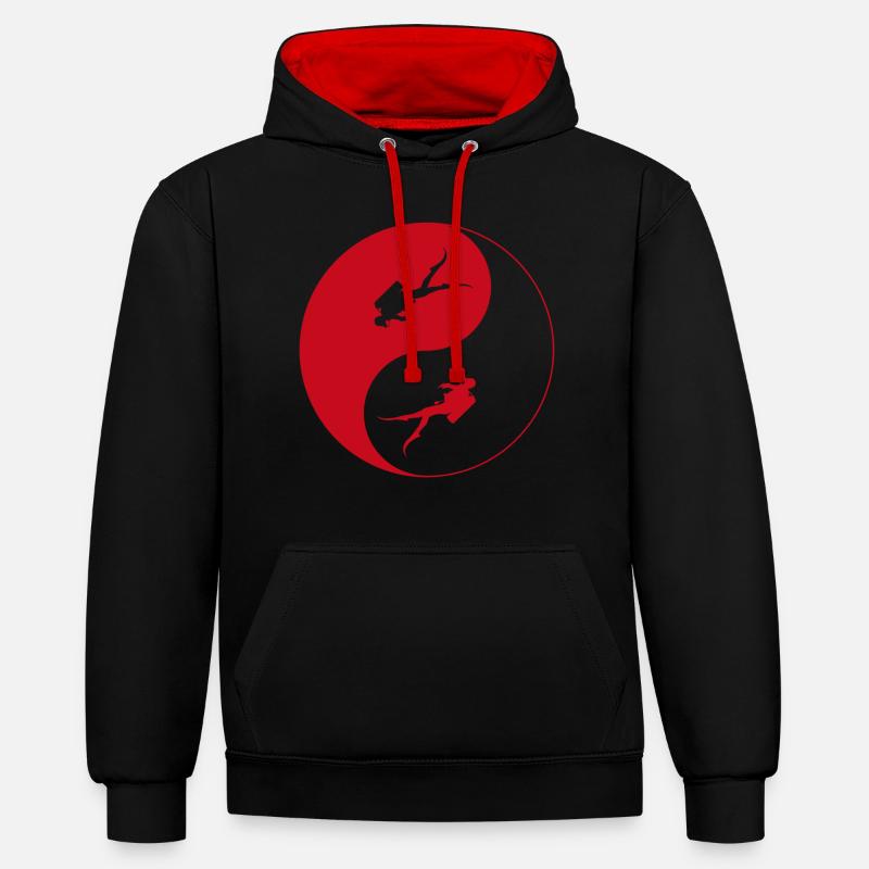 Tauchen, einfach tauchen - Kontrast-Hoodie - Schwarz/Rot