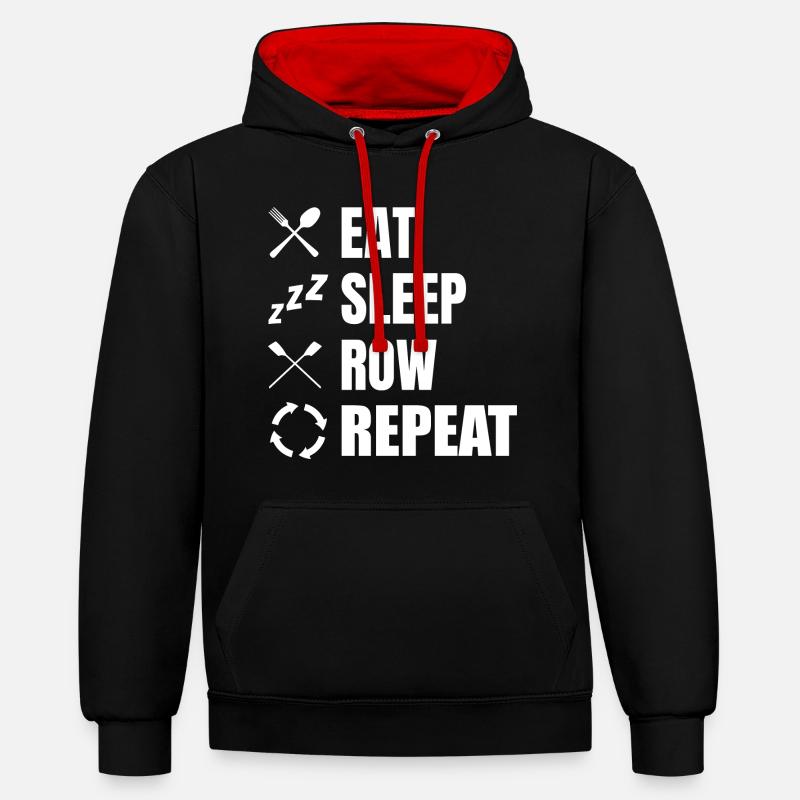 Manger dormir Row Répéter - Sweat à capuche contrasté - noir/rouge
