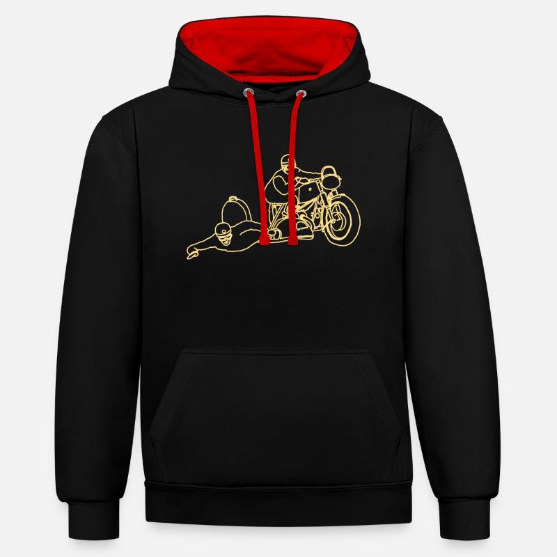 side car or - Sweat à capuche contrasté - noir/rouge