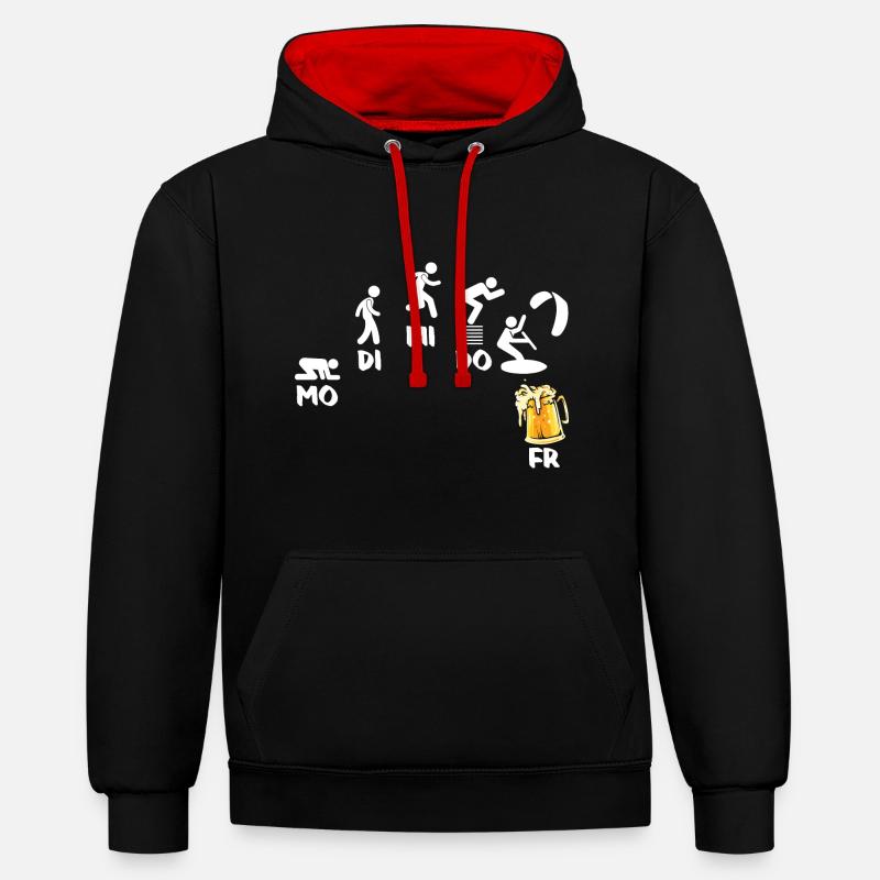 Kitesurf Kite Kite kit - Sweat à capuche contrasté - noir/rouge