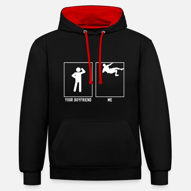 Dein Freund - Ich - Klettern Difficult - Kontrast-Hoodie - Schwarz/Rot