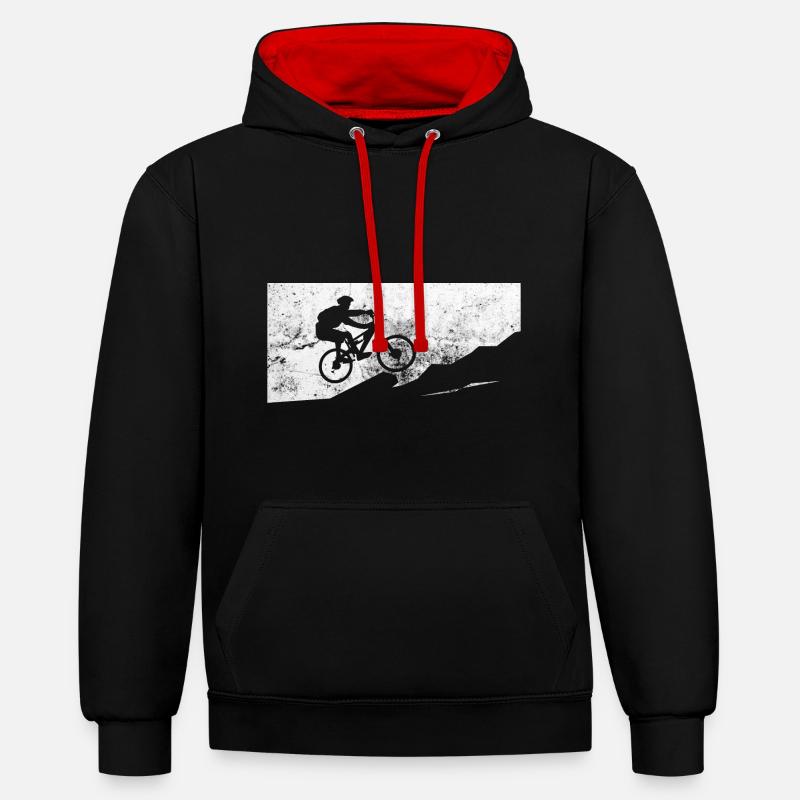 Randonnée pédestre - (4) - Sweat à capuche contrasté - noir/rouge