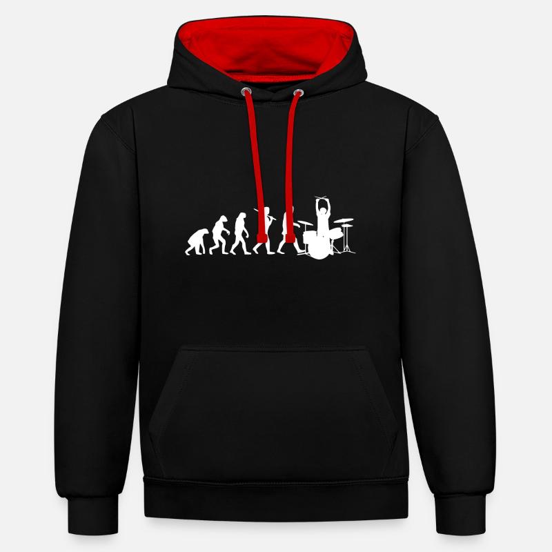 EVOLUTION - Drummer - Drums - Contrast hoodie - black/red