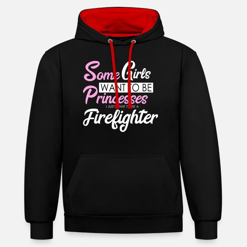 Pompier princesse - Sweat à capuche contrasté - noir/rouge