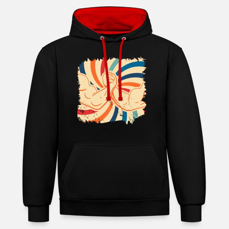 bras de fer - Sweat à capuche contrasté - noir/rouge