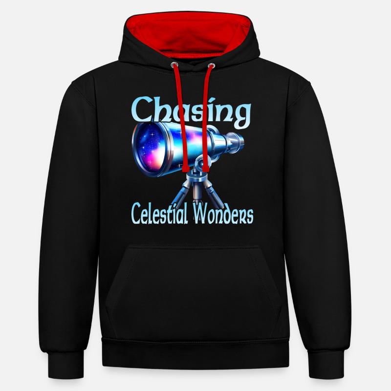 Chasing Celestial Wonders - Kontrast-Hoodie - Schwarz/Rot