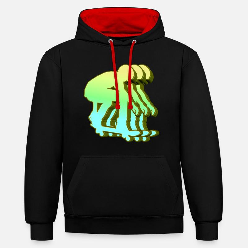 Skateboarder 3D - Sweat à capuche contrasté - noir/rouge