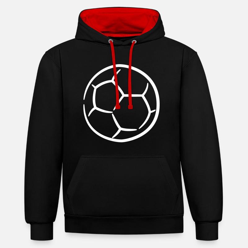 Dessin de handball - Sweat à capuche contrasté - noir/rouge